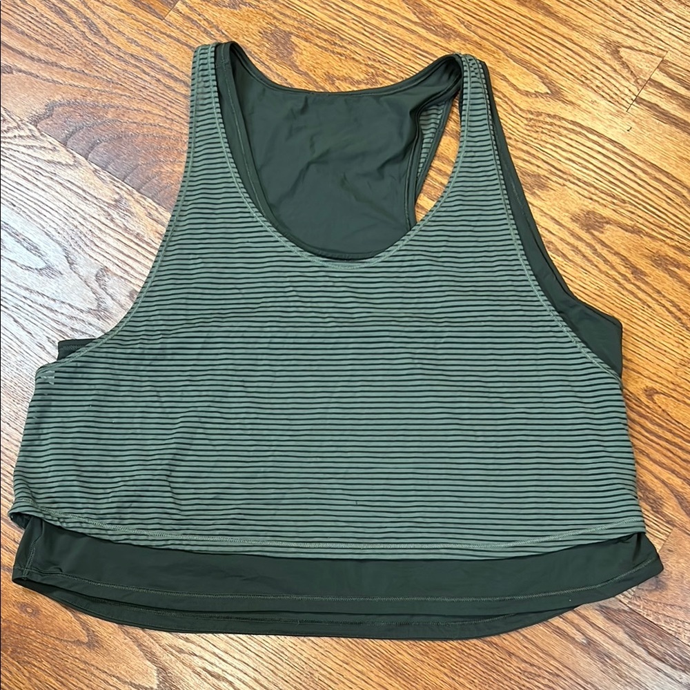 Lululemon Olive Green Tank - “reversible” - sz 8